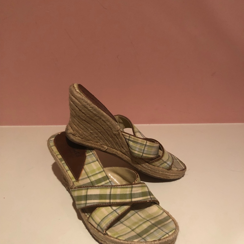 Plaid Beach Sandel Wedges